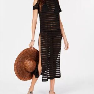 NWT Calvin Klein Crochet Striped Cold-Shoulder Cover-Up S/M